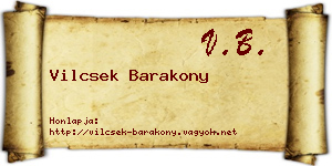 Vilcsek Barakony névjegykártya